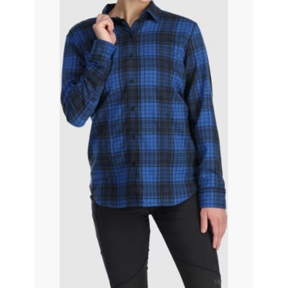 Outdoor Research Kulshan Flannel Shirt‎ Blue Plaid Pockets Cabincore Western
